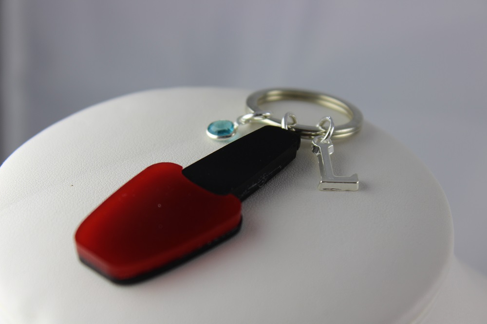 Personalised Red Nail Polish Keyring1